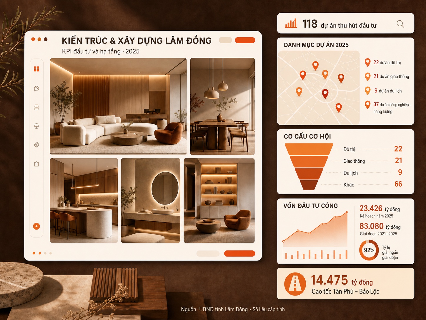 KPI đầu tư và hạ tầng ngành kiến trúc xây dựng Lâm Đồng năm 2025