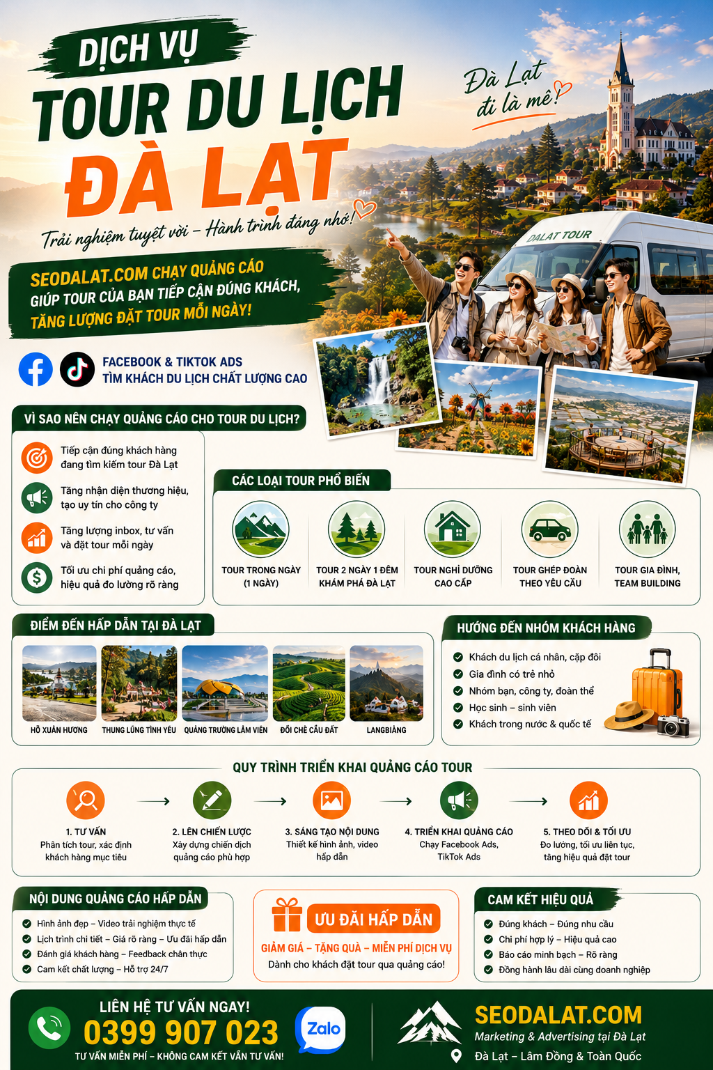 Quảng cáo Tour du lịch Đà Lạt để tăng khách đặt tour