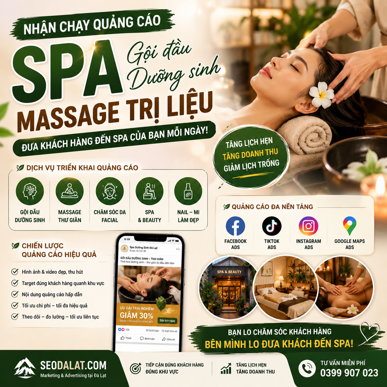 Quảng cáo spa Đà Lạt giúp tăng khách và lấp đầy lịch trống